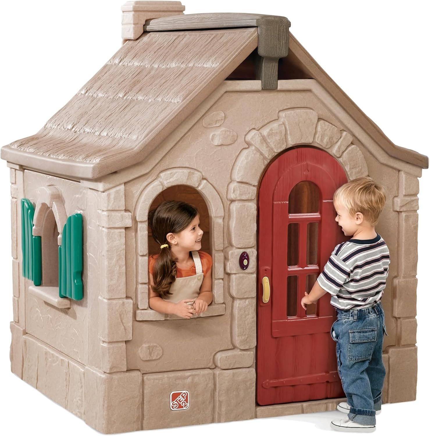 Step2 Naturally Playful Storybook Cottage Kids Playhouse, Indoor/Outdoor Playset, Interactive Play with Sounds, Made of Durable Plastic, For Toddlers 1.5+ Years Old