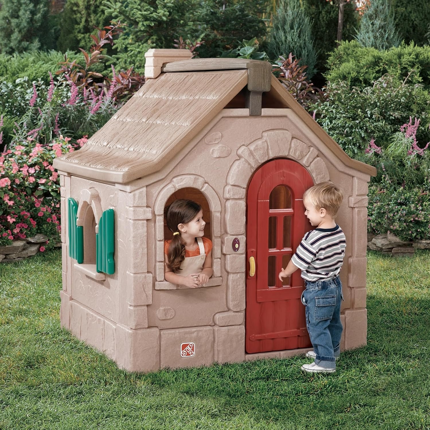 Step2 Naturally Playful Storybook Cottage Kids Playhouse, Indoor/Outdoor Playset, Interactive Play with Sounds, Made of Durable Plastic, For Toddlers 1.5+ Years Old