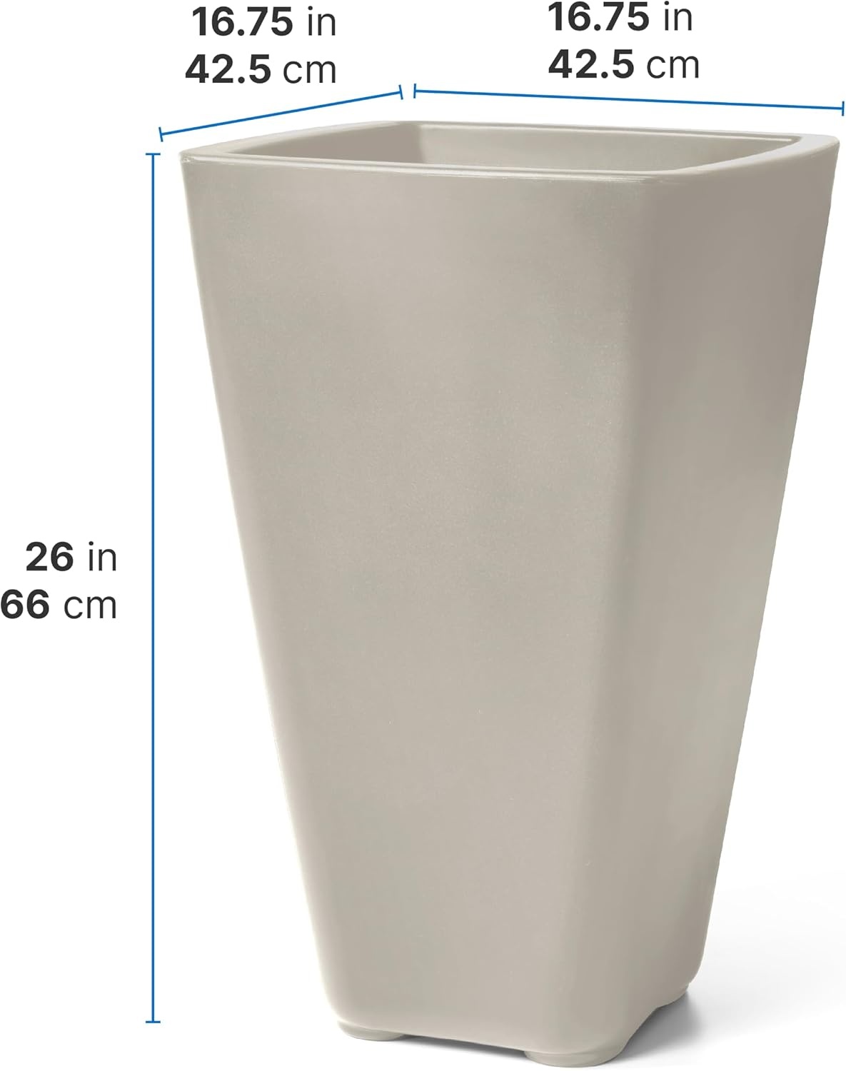 Step2 Bridgeview Tall Square Planter, Large Planters for Outdoor Plants, Gardening and Flower Pot for Patio or Porch, Efficient Drainage, Durable Plastic, Onyx Black, 2-Pack(Concrete)
