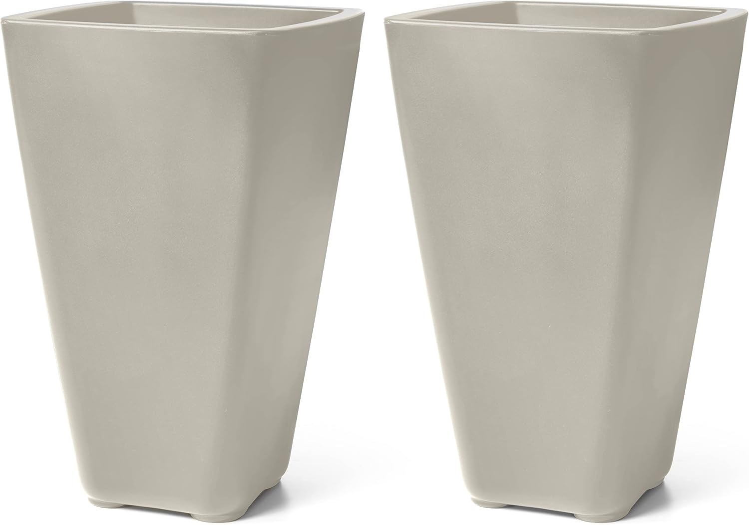 Step2 Bridgeview Tall Square Planter, Large Planters for Outdoor Plants, Gardening and Flower Pot for Patio or Porch, Efficient Drainage, Durable Plastic, Onyx Black, 2-Pack(Concrete)