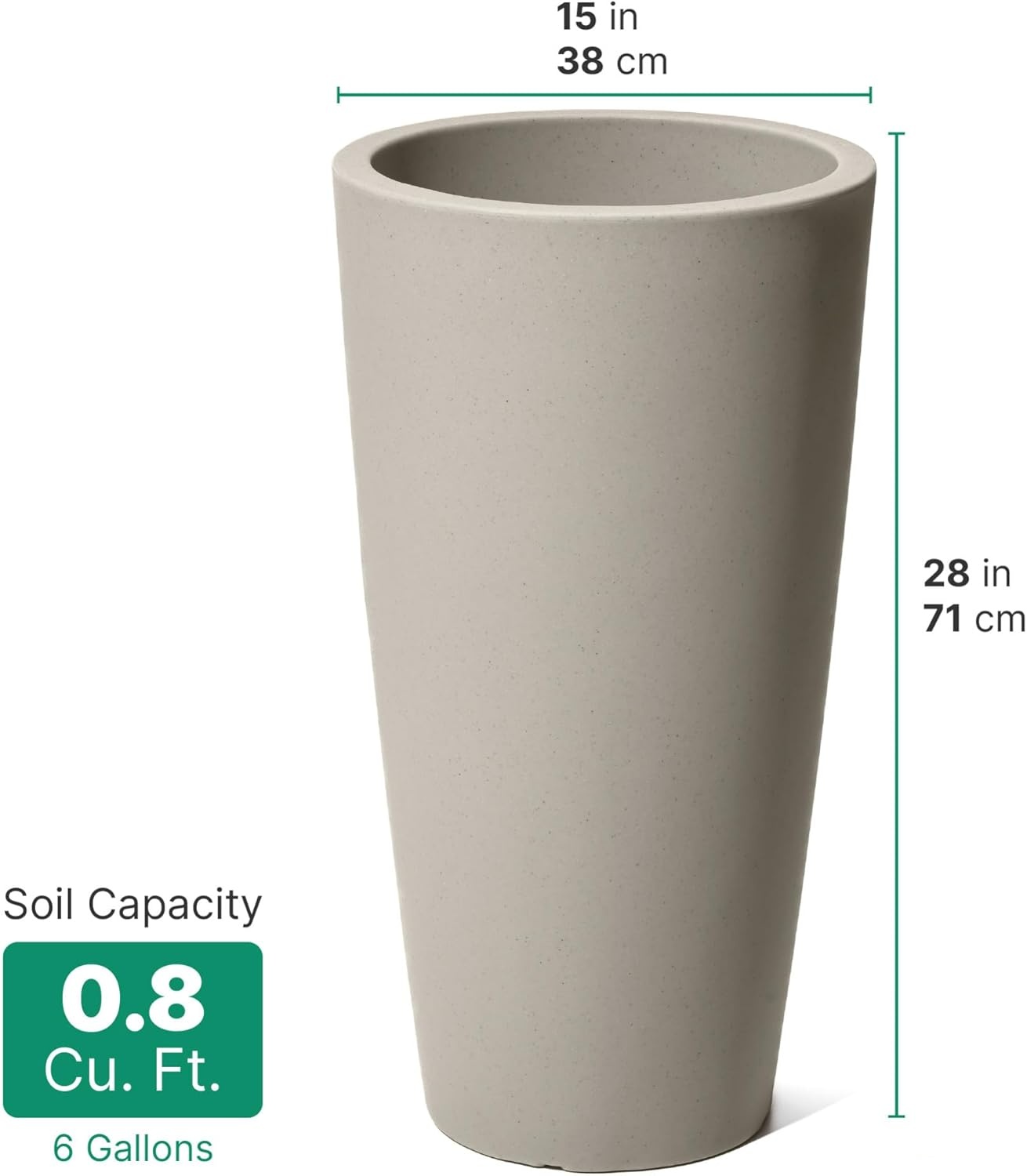 Step2 Tremont Tall Round Tapered Planter 2-Pack, 28 in Resin Planters, Self-Watering, Dark Cedar(Concrete)