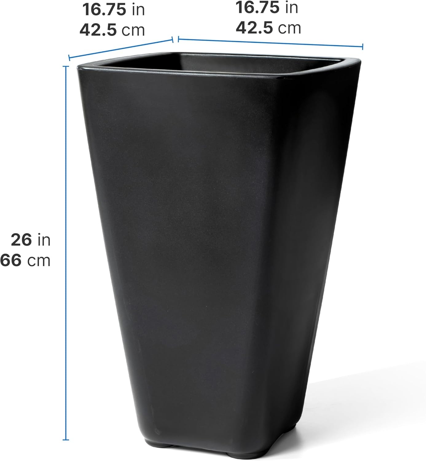 Step2 Bridgeview Tall Square Planter, Large Planters for Outdoor Plants, Gardening and Flower Pot for Patio or Porch, Efficient Drainage, Durable Plastic, Onyx Black, 2-Pack(Onyx Black)