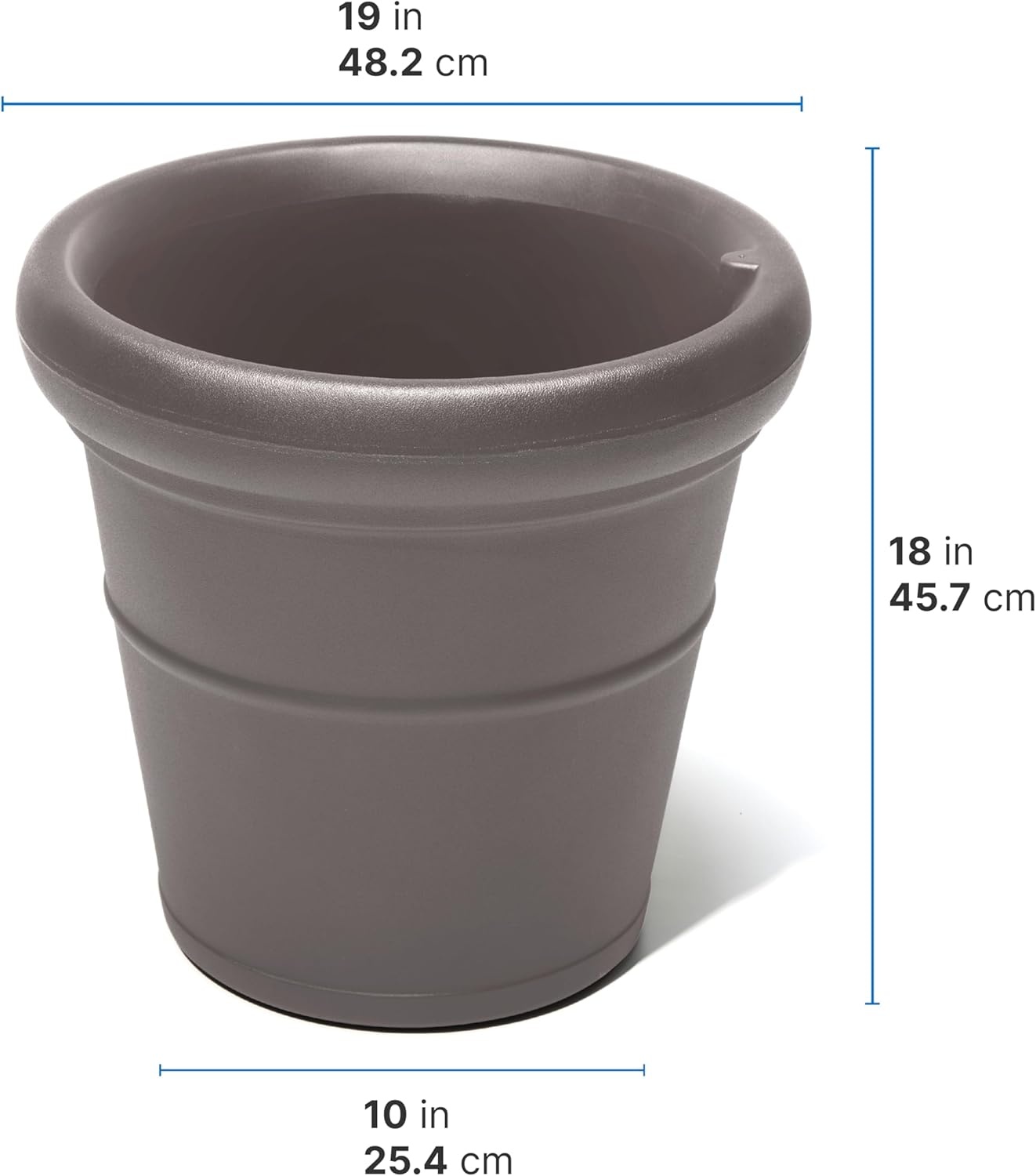 Step2 Claremont Tall Round Planter, Large Planters for Outdoor Plants, Gardening and Flower Pot for Patio or Porch, Efficient Drainage, Durable Plastic, Dark Cedar, 2-Pack(Dark Cedar)