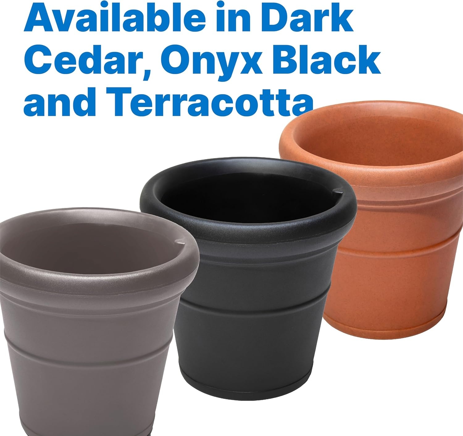 Step2 Claremont Tall Round Planter, Large Planters for Outdoor Plants, Gardening and Flower Pot for Patio or Porch, Efficient Drainage, Durable Plastic, Dark Cedar, 2-Pack(Dark Cedar)
