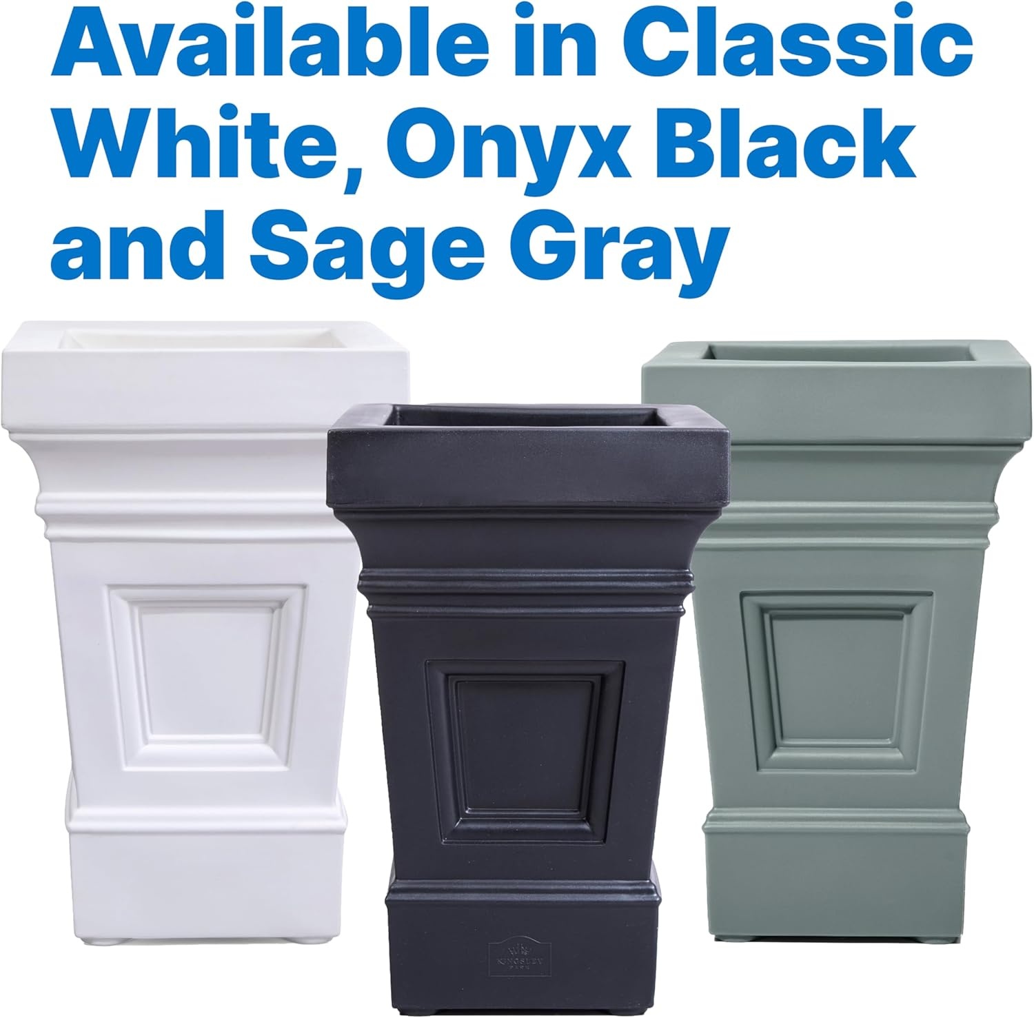 Step2 Atherton Square Planter, Large Planters for Outdoor Plants, Gardening and Flower Pot for Patio or Porch, Efficient Drainage, Durable Plastic, Onyx Black, 2-Pack(Onyx Black)