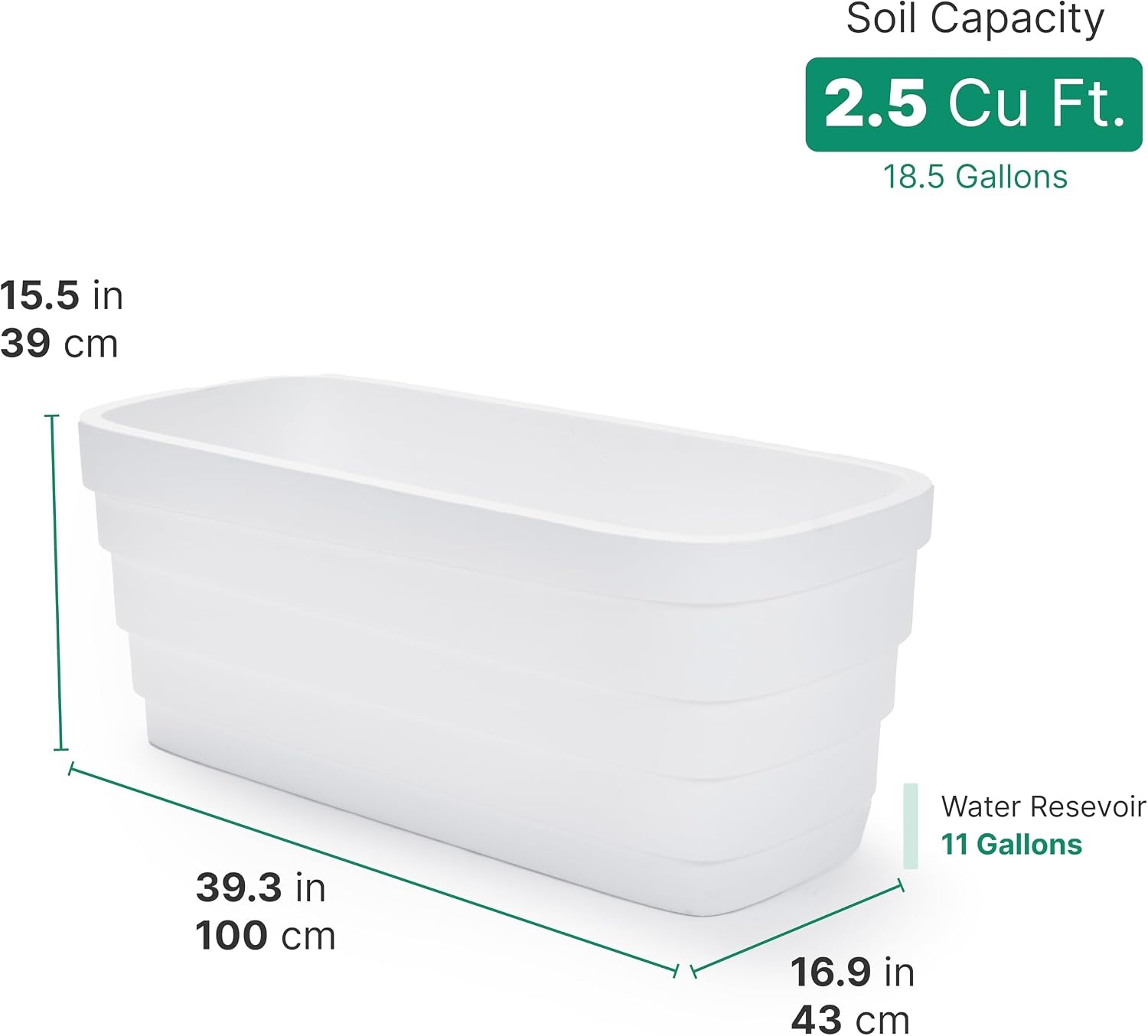 Step2 Wave Trough Planter, Large Planters for Outdoor Plants, Gardening and Flower Pot for Patio or Porch, Efficient Drainage, Durable Plastic, Black, 2-Pack(White)