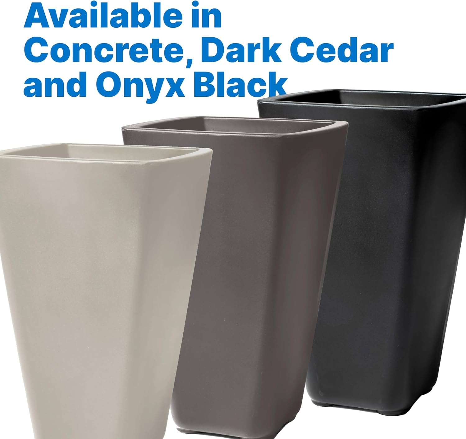 Step2 Bridgeview Tall Square Planter, Large Planters for Outdoor Plants, Gardening and Flower Pot for Patio or Porch, Efficient Drainage, Durable Plastic, Onyx Black, 2-Pack(Dark Cedar)