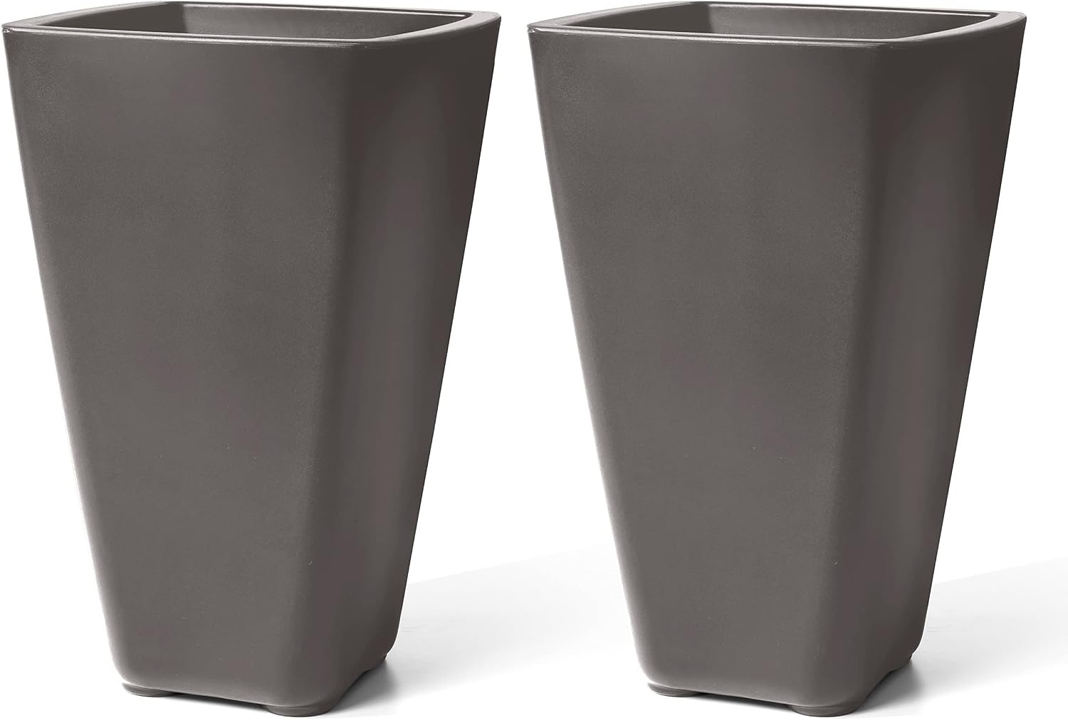Step2 Bridgeview Tall Square Planter, Large Planters for Outdoor Plants, Gardening and Flower Pot for Patio or Porch, Efficient Drainage, Durable Plastic, Onyx Black, 2-Pack(Dark Cedar)