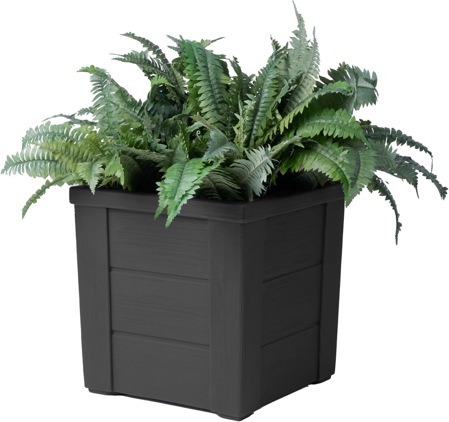Step2 Lakewood Planter Box 2-Pack, Resin Outdoor Window Box Planters, Self-Watering, Black(Black)