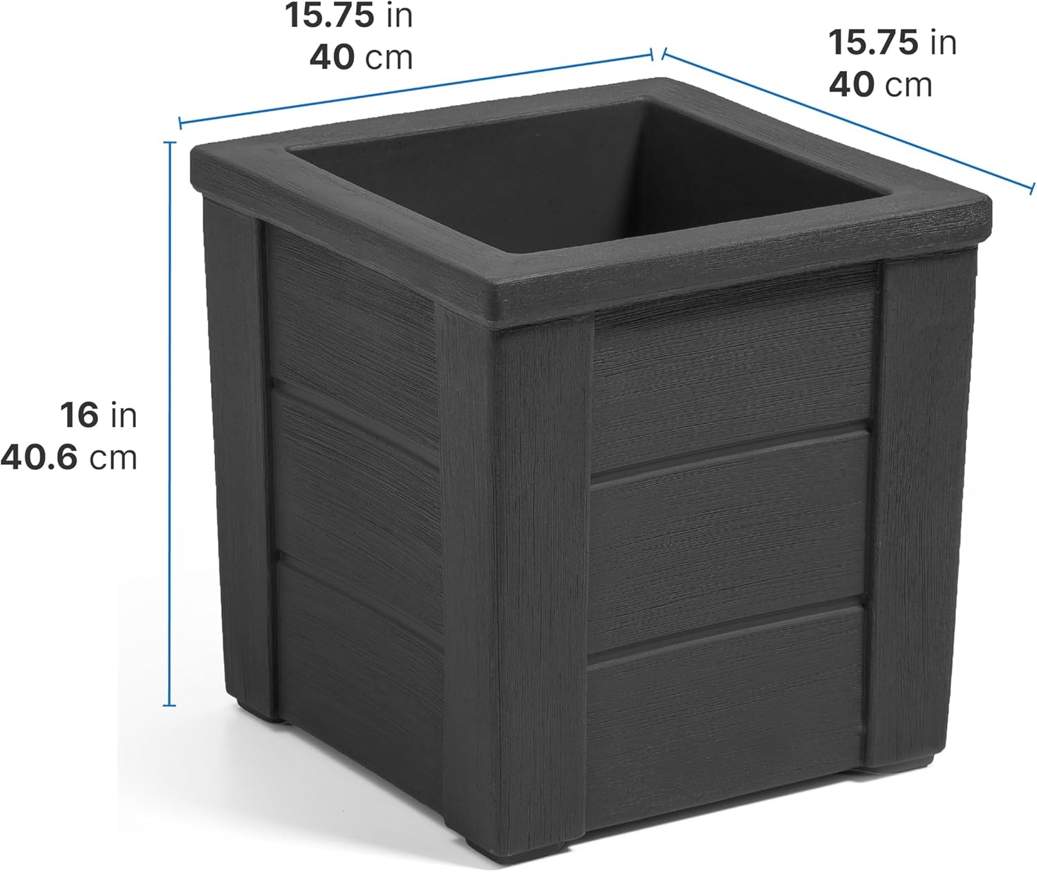 Step2 Lakewood Planter Box 2-Pack, Resin Outdoor Window Box Planters, Self-Watering, Black(Black)