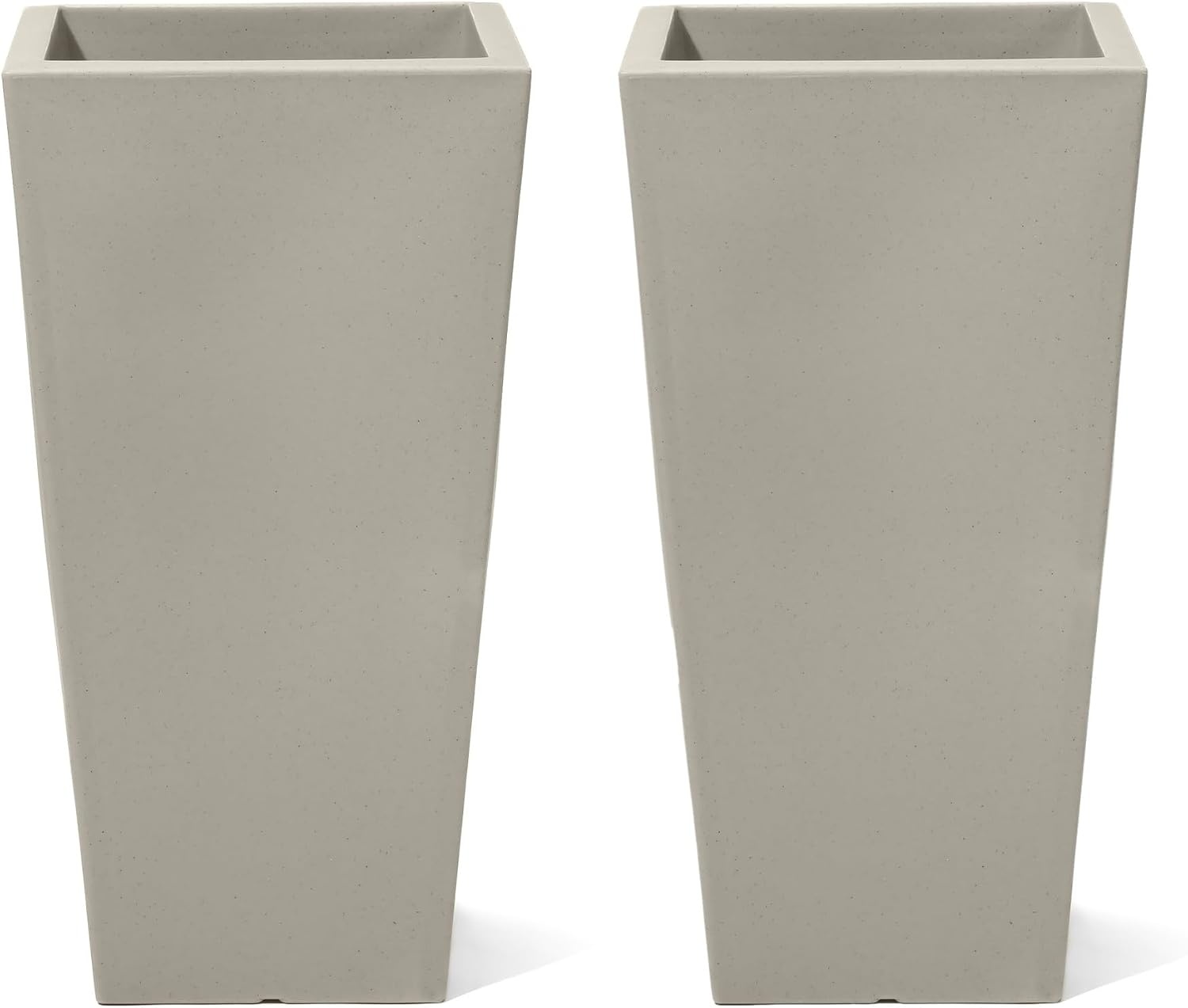 Step2 Tremont Tall Square Tapered Planter, 28 in Resin Planter, Self-Watering, Dark Cedar(Concrete)