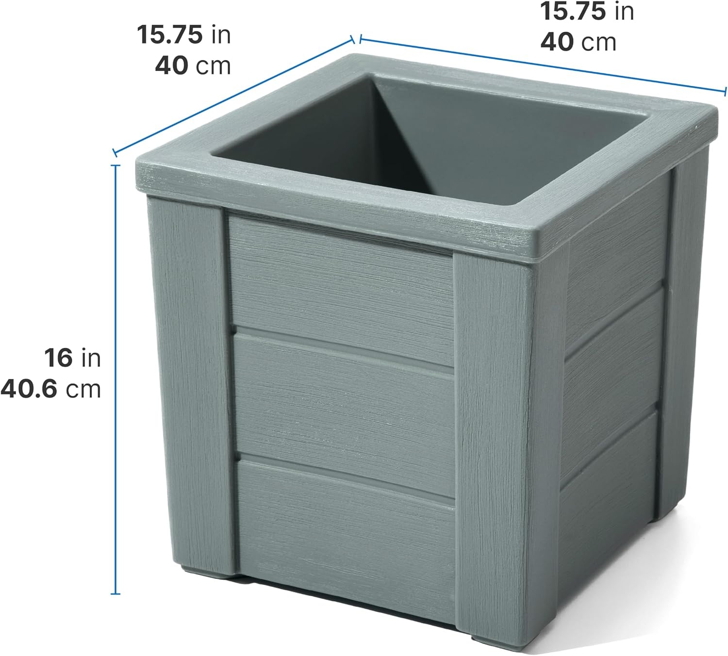 Step2 Lakewood Planter Box 2-Pack, Resin Outdoor Window Box Planters, Self-Watering, Black(Sage Gray)