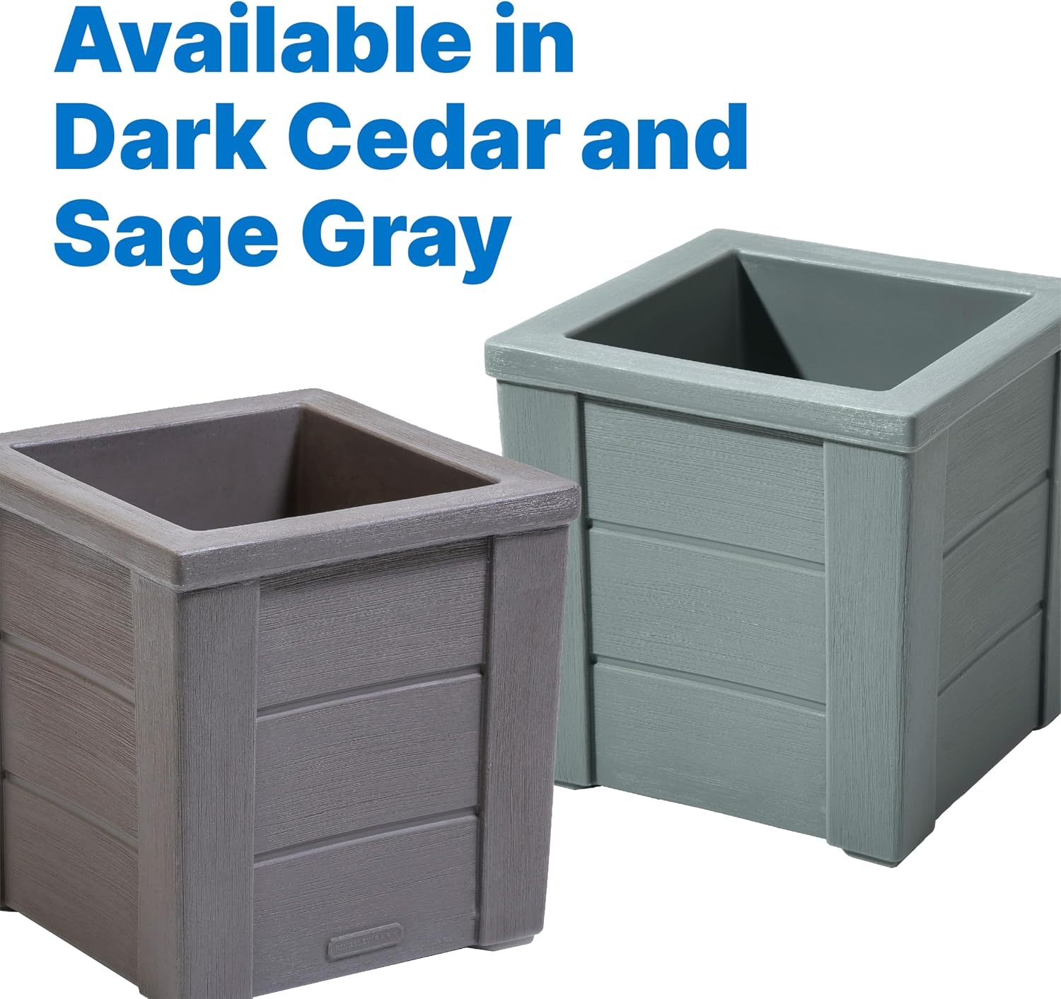 Step2 Lakewood Planter Box 2-Pack, Resin Outdoor Window Box Planters, Self-Watering, Black(Sage Gray)
