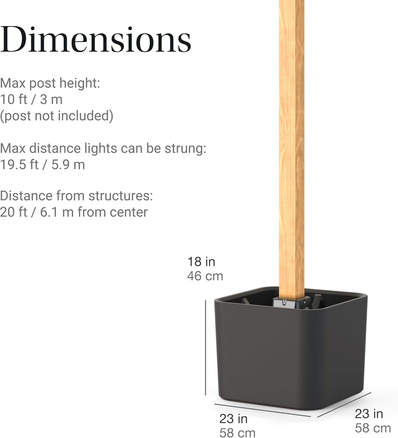 Step2 Firefly String Light Pole Stand with Planter, 2pk, Outdoor Hanging Lights Solution, Black