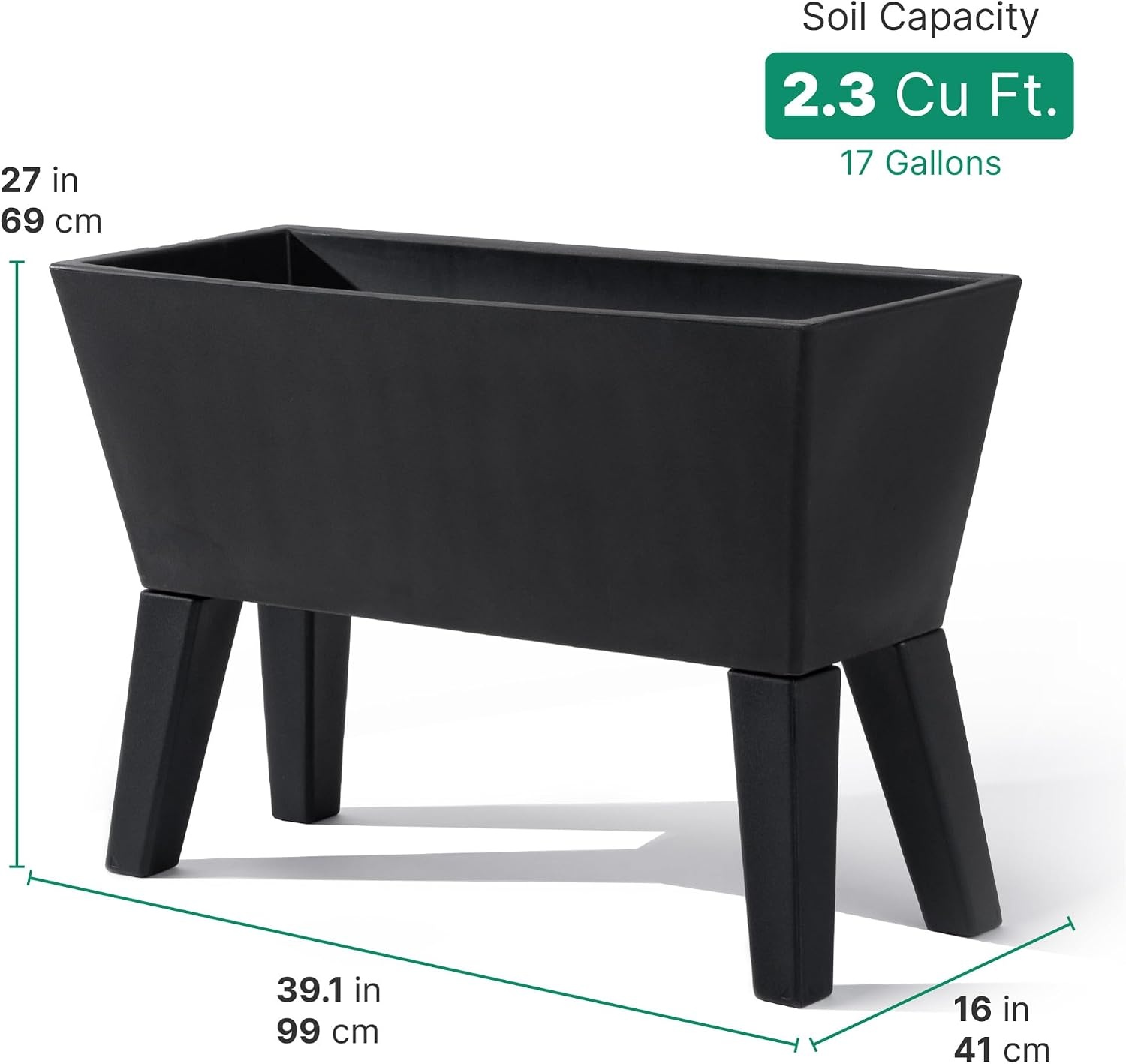 Step2 Tremont Raised Planter, Large Resin Planter for Outdoor Plants, Self-Watering, Black