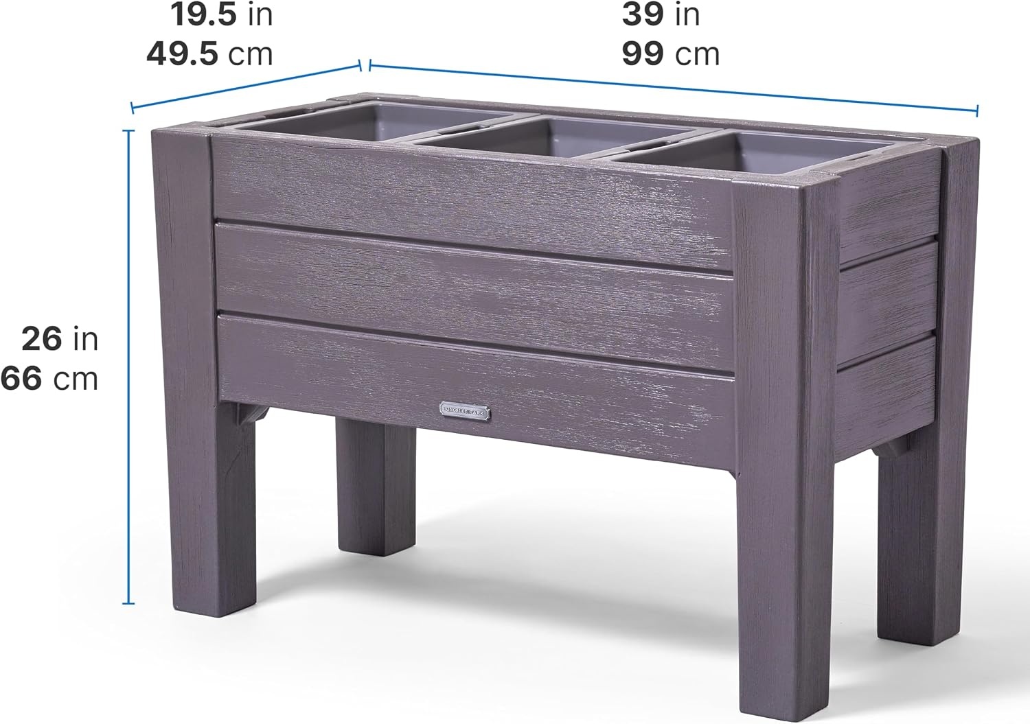 Step2 Lakewood Raised Planter Box, Large Planters for Outdoor Plants, Gardening and Flower Pot for Patio or Porch, Easy Drainage, Durable Plastic, Dark Cedar(Dark Cedar)