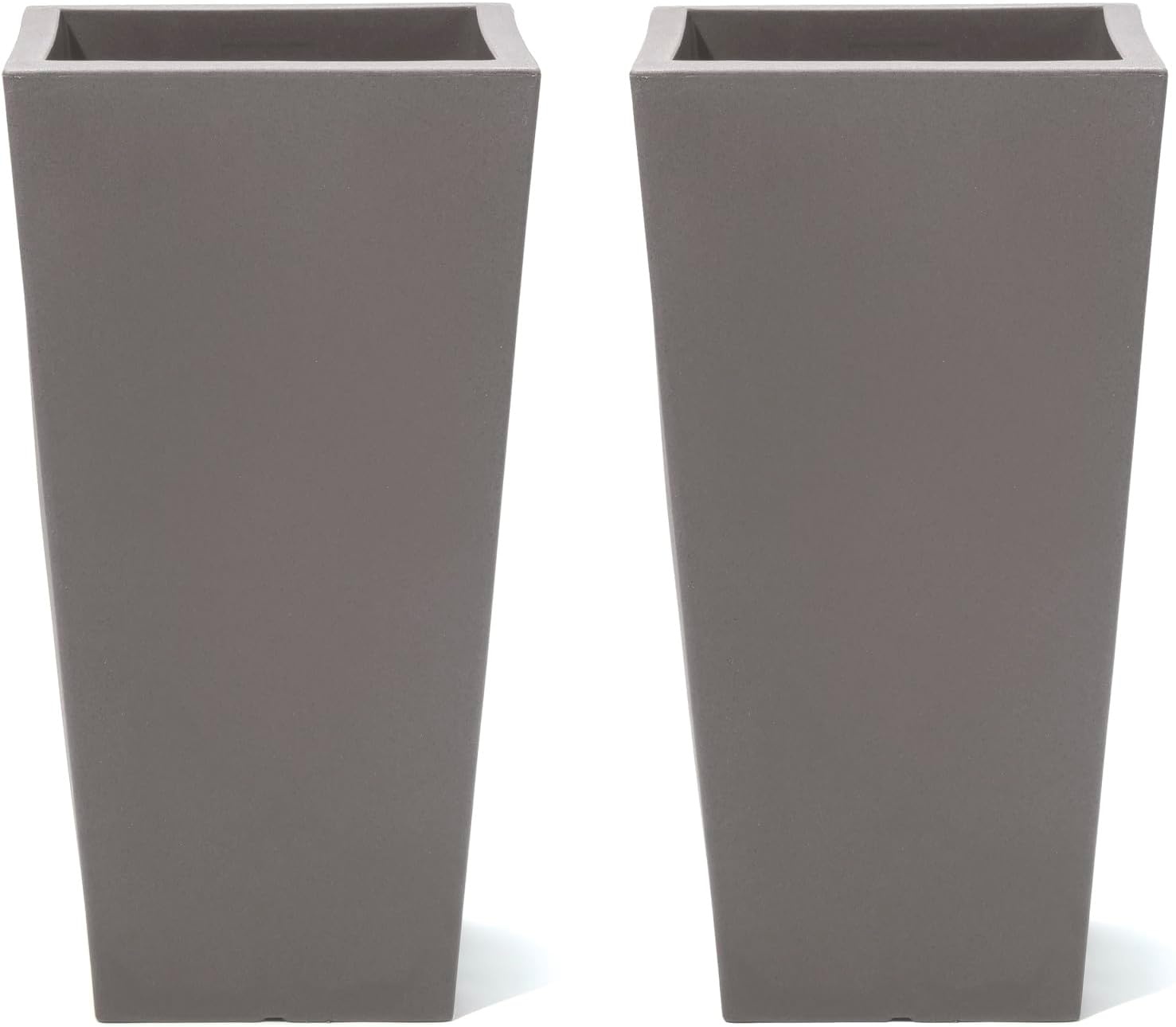 Step2 Tremont Tall Square Tapered Planter, 28 in Resin Planter, Self-Watering, Dark Cedar(Dark Cedar)