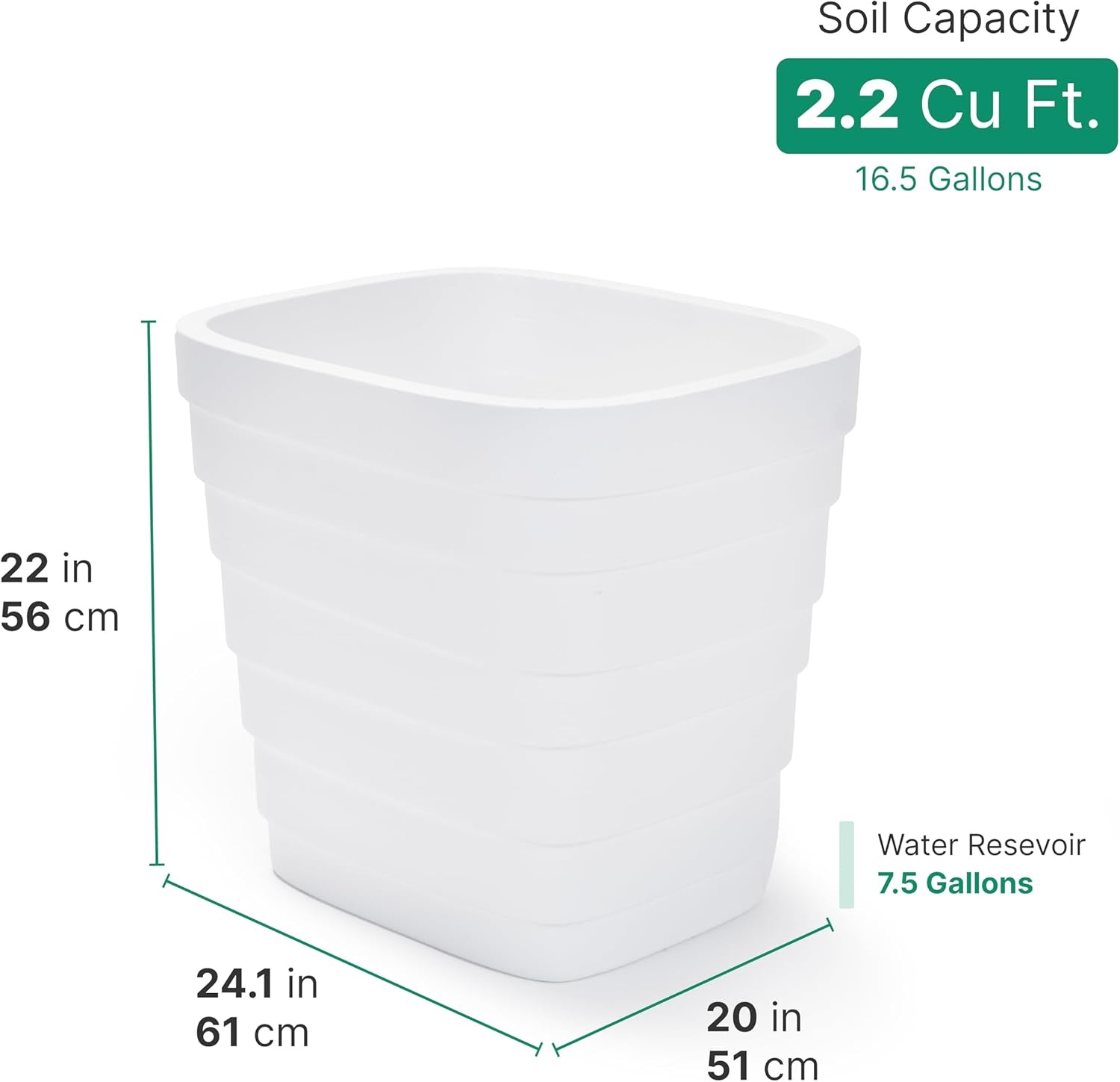 Step2 Wave 20×24 Planter, Large Planters for Outdoor Plants, Gardening and Flower Pot for Patio or Porch, Efficient Drainage, Durable Plastic, Black, 2-Pack(White)