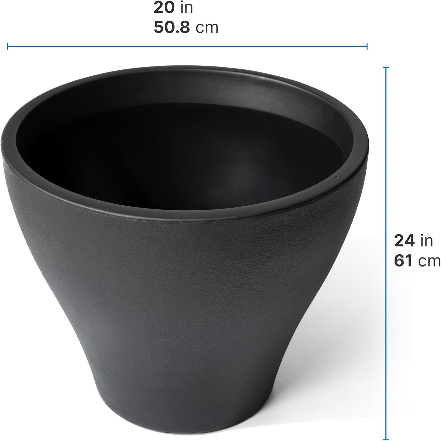Step2 Fernway Round Planter, Large Planters for Outdoor Plants, Gardening and Flower Pot for Patio or Porch, Efficient Drainage, Durable Plastic, Onyx Black, 2-Pack(Onyx Black)